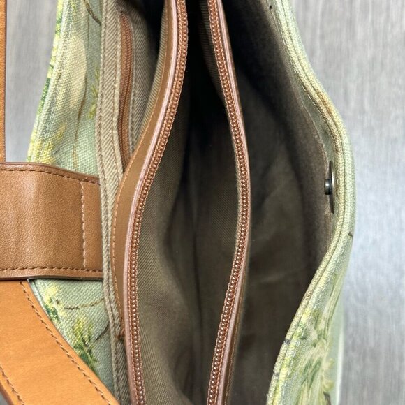 Fossil Womens Handbag Palm Beach Print Woven Rattan Purse Shoulder Bag Green - Picture 8 of 11